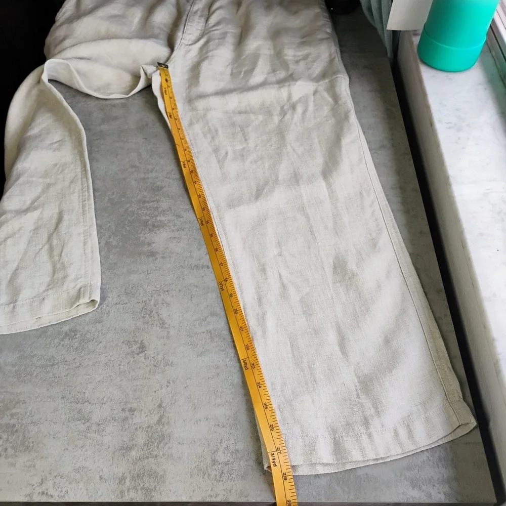 Caribbean Mens Linen‎ Coastal Pants Beige 38x30 Beachy Wedding Vacation